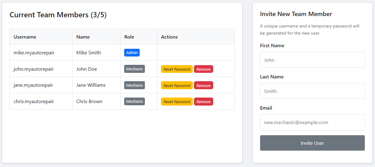 Effortless team management screenshot