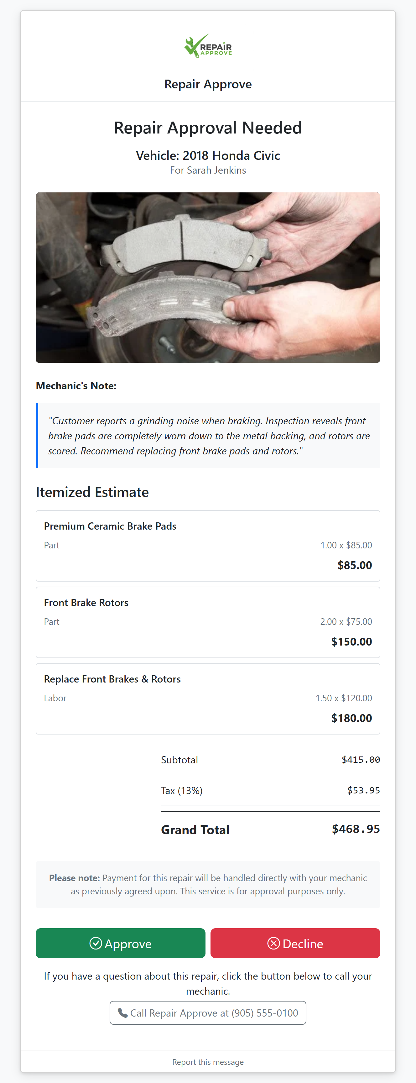 A tall screenshot of a detailed customer quote that is scrollable